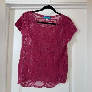 Short sleeve Lace Top - Pink